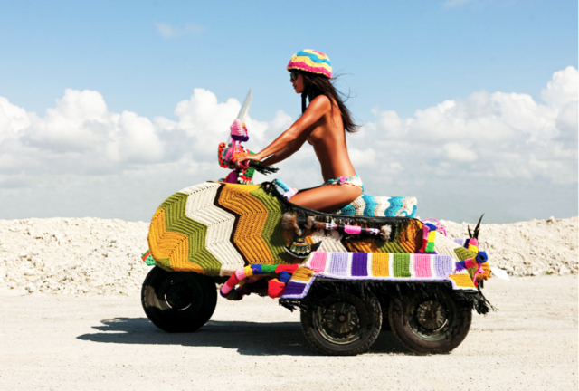 Crocheted scooter by Magda Sayeg